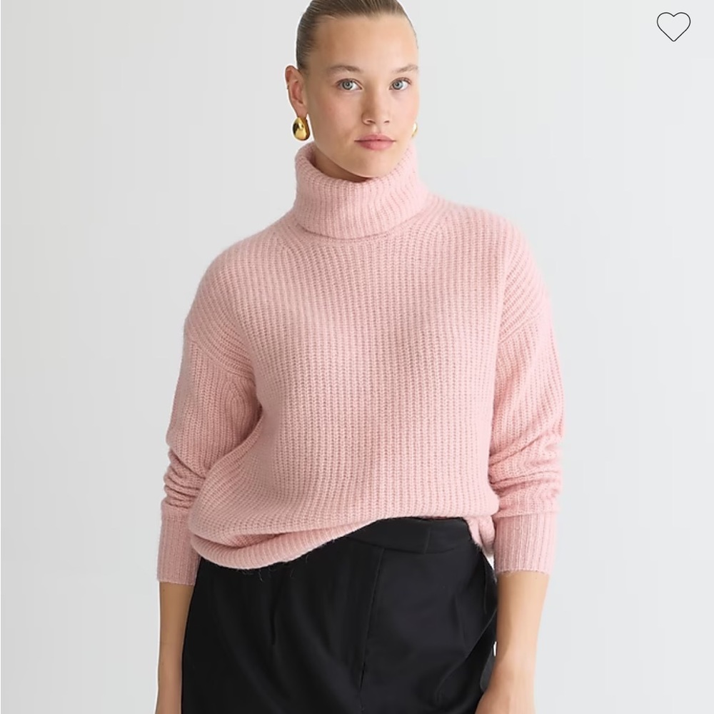 J. Crew Relaxed turtleneck sweater in brushed yarn | Soft Heather Pink | Size S